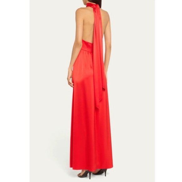 NWT Alice & Olivia Hannah Halter Scarf Maxi Dress in Bright Ruby - Picture 2 of 11